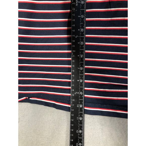 Peter Millar Summer Comfort Golf Polo Shirt Mens L Navy Red Stripe Performance - Picture 3 of 7